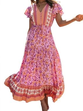 NWT Zesica Bohemian Floral Maxi Dress
